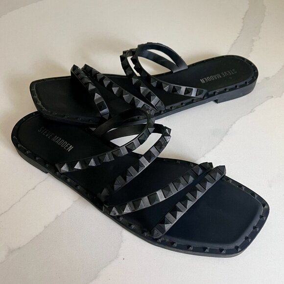 Steve Madden Black Studded Sandals - Picture 1 of 11